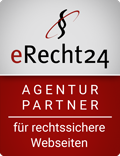 e-Recht24 Partner Logo. Wir sind Partner von e-Recht24 für Rechtssichere Webseiten.