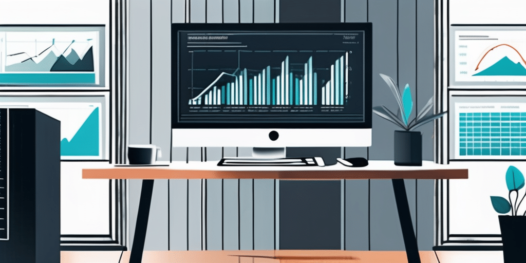 Moderne Buero mit Computern und analytischen Diagrammen, effektive Lead-Generierung.