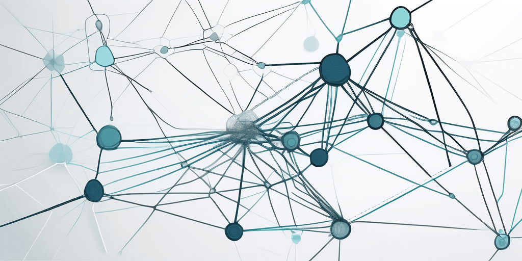 Netzwerk aus verbundenen Knoten zeigt neuronales Netz zur Lead-Generierung durch moderne Technologie und Analysen.