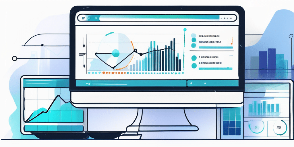 dynamisches Digital-Dashboard mit aufwaerts-trendenden Grafiken, Analyse-Diagrammen und Lupe, symbolisiert fortschrittliche SEO-Optimierungstechniken und Ergebnisse