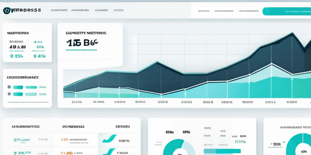 WordPress Dashboard mit Analytics und SEO Keymetrics Performance Charts.